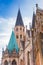 Towers of the historic Martini church in Braunschweig