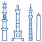 Towers line icon concept. Towers flat  vector symbol, sign, outline illustration.