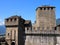 Towers of Montebello castle in Bellinzona city in Switzerland