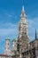 The towers of the New City Hall and the famous Frauenkirche at the Marienplatz