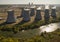 Towers of nuclear power plant aerial view