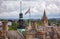 The towers of the Oxford Town Hall and the Christ Church Cathedral. Oxford University. England