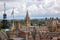 The towers of the Oxford Town Hall and the Christ Church Cathedral. Oxford University. England