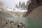 Towers of Paine and lagoon at the Torres del Paine National Park, Chilean Patagonia, Chile