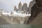 Towers of Paine and lagoon at the Torres del Paine National Park, Chilean Patagonia, Chile