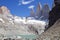 Towers of Paine and lagoon at the Torres del Paine National Park, Chilean Patagonia, Chile