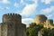 Towers of the Rumeli Hisari fortress against the blue sky