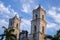 Towers of the San Servacio Church in Valladolid in the middle of the Yucatan Peninsula  Mexico
