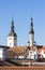 Towers of St. Nicholas church and Town Hall in Tallinn, Estonia