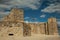 Towers and stone walls facade at the Castle of Trujillo