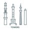 Towers vector line icon, linear concept, outline sign, symbol