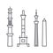 Towers vector line icon, sign, illustration on background, editable strokes