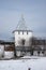 Towers, walls and fence of the Nikitsky monastery. Pereslavl Zalessky. Golden ring of Russia. Yaroslavl region.