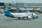 Towing Boeing 737 UR-PSR Ukrainian International Airlines on the Schiphol Airport