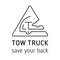 Towing truck icon vector. Towing truck icon isolated vector for logo, branding. Flat black towing truck icon isolated