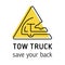 Towing truck icon vector. Towing truck icon isolated vector for logo, branding. Flat towing truck icon isolated for sign