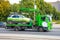 Towing of vehicle on forklift truck. Tow truck with equipped suspension mechanism crane evacuation and transportation to a fine