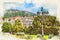 Town Baden-Baden, Germany,  in sketch style