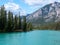 Town of Banff, Bow River Trail scenery in summer sunny day. Banff National Park, Canadian Rockies, Alberta, Canada. Mount Rundle