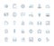 Town blueprint linear icons set. Planning, Infrastructure, Zoning, Roads, Traffic, Utilities, Residential line vector