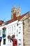 Town buildings and church tower, Glastonbury.