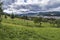 The town of Campulung-Moldovenesc after a day of rain, the sun a