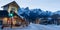 Town of Canmore street view in winter. Canmore, Alberta, Canada