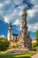 Town castle and Plague column in Kremnica, important medieval mi