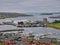 The town, castle and port of Scalloway in Shetland, Scotland, UK