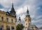 Town castle and towers on the square in Banska Bystrica, Slovakia