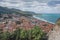 Town Cefalu on Sicily beautiful blue sea view