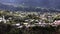 The town of Cilaos on Reunion Island seen from a drone