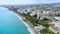 Town coastline with modern buidings, waterfront and sea beach. Limassol, Cyprus