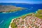 Town of Cres bay entrance aerial panoramic view