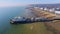 The town of Eastbourne and its famous pier from above