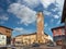 Town hall with  and civic tower in Cherasco, Cuneo, Italy