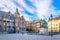 Town hall in Dusseldorf and statue of an Wellem, Germany