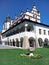 Town hall and flowers in Levoca, Slovakia