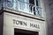 Town hall sign and balcony at local government office