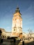 Town hall tower on main market square, many walking people