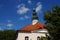 Town Hall in Zielona GÃ³ra, an old historic building against a background of blue sky - in summer