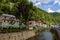 Town Hrensko on Kaminitska river in Bohemian Switzerland national park, Czech Republic