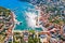 Town of Jelsa bay and waterfront aerial view, Hvar island