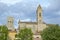 Town of La Turbie with Trophee des Alpes and church, France