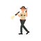 Town male sheriff police officer character in official uniform with radio and flashlight vector Illustration on a white