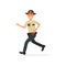 Town male sheriff police officer character in official uniform running vector Illustration on a white background