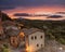 The town of Montepulciano and the surrounding area in the evening at sunset, Tuscany