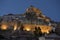 The town of Morella illuminated at night