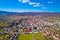 Town of Ogulin city center and Dobra river canyon aerial panoramic view