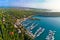 Town of Omisalj on Krk island Pesja bay aerial view